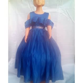 Big Girl Off Shoulder Frills Gown - Royal Blue