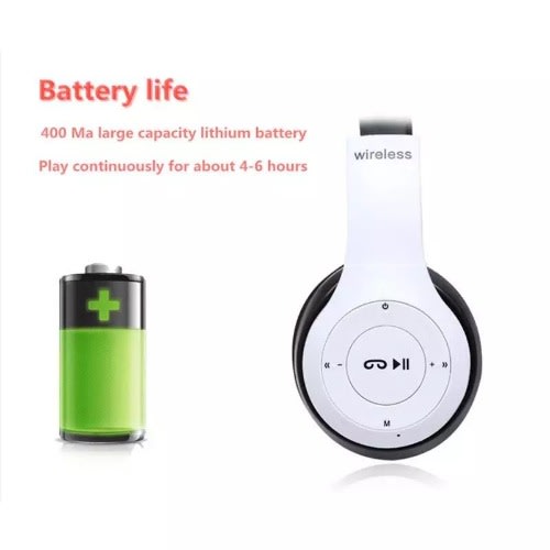 P47 Foldable Wireless Bluetooth Headphones - White