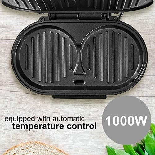 Ex-pro Hamburger Maker  - Dual Electric Burger Grill Cooker With Non Stick Plates - 1000W