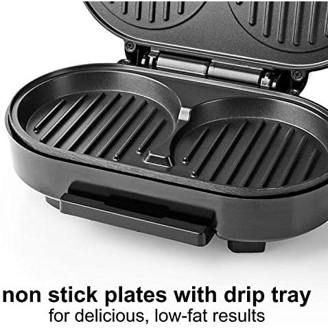 Ex-pro Hamburger Maker  - Dual Electric Burger Grill Cooker With Non Stick Plates - 1000W