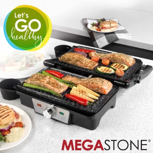 Megastone Health Grill & Panini Press - Electric Non-stick Grill - 1500W - Black - Ek2132mg