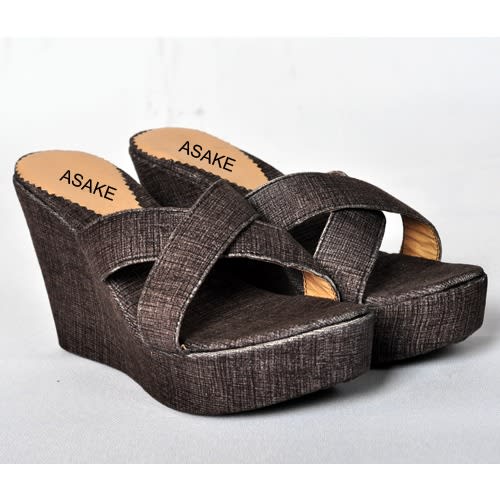Fashion Wedge Slippers - Gray