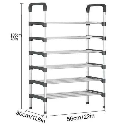 6 Step Shoe Rack - Black -105cm X 30cm X 56cm
