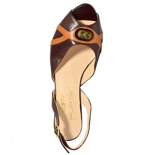 Leather Wedge Sandals - Brown