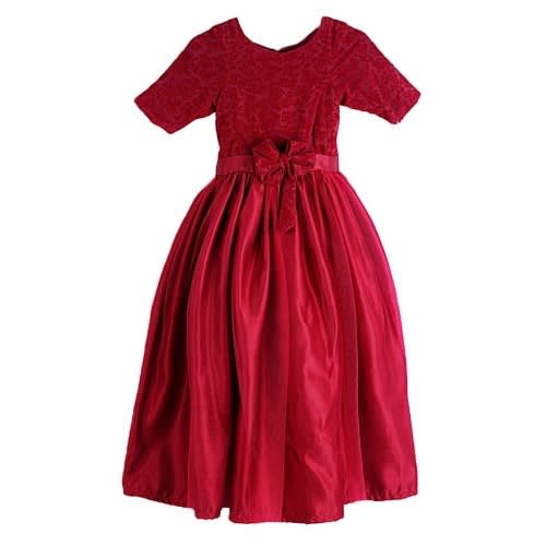 Net Design Dress For Age 5 -Wine