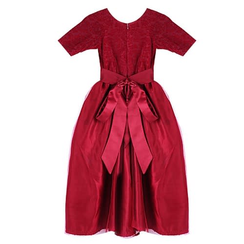 Net Design Dress For Age 5 -Wine