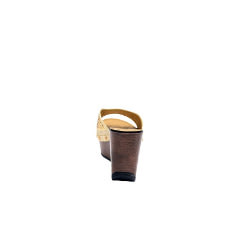 Luna Wedge Slippers With Wood Inspired Heel - Gold
