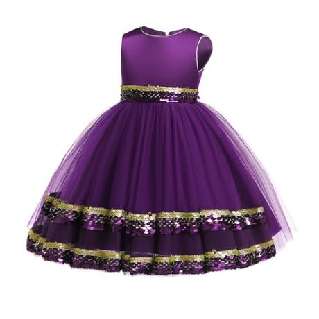 Girl Shimmer Layer Gown - Purple