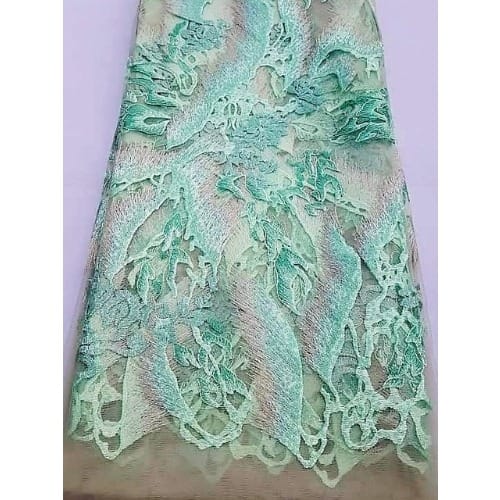 Sequin Tulle Lace - Mint Green - 5 Yards