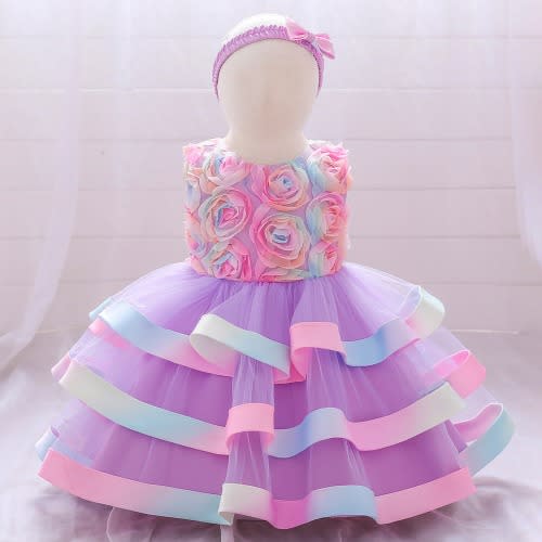 Girl Rainbow Gown - Purple