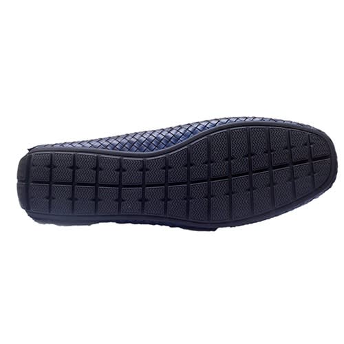 Blue Leather Hand Weaved Loafers