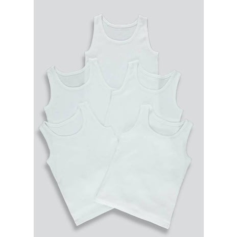 100% Cotton Vest For Boys -5 Pieces- White