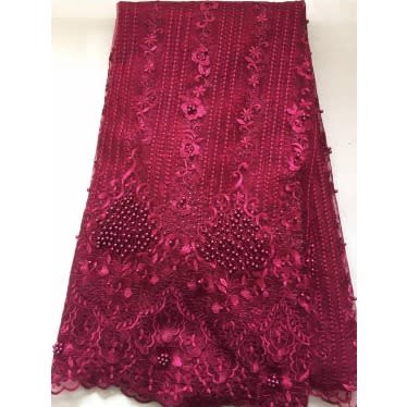 Lace Fabric - Ruby Pink - 5 Yards