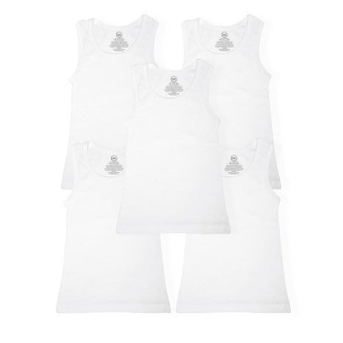 Toddler Boys' White Tank Singlet Underwear Shirt - 5 Pack