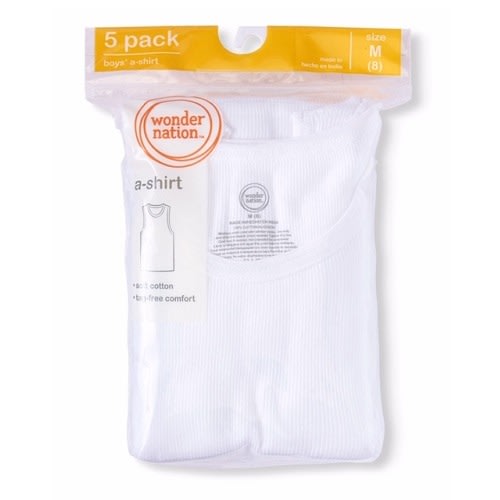 Toddler Boys' White Tank Singlet Underwear Shirt - 5 Pack