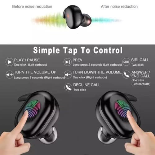 Y30 Wireless Bluetooth Earbuds With Finger Print Touch And Power Bank - Black