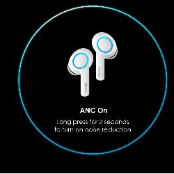 Hipods H3 Lighting Touch Control Earphone - Active Noise Cancellation - White