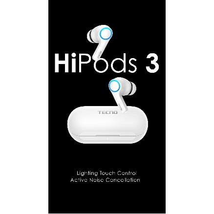Hipods H3 Lighting Touch Control Earphone - Active Noise Cancellation - White