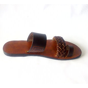 De Johnys Men's Open Toe Leather Slippers - Chocolate Brown