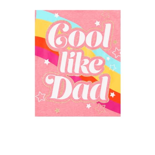 Girls Love My Cool Dad Graphic Glitters Top - Sea Blue And Pink 2 In 1