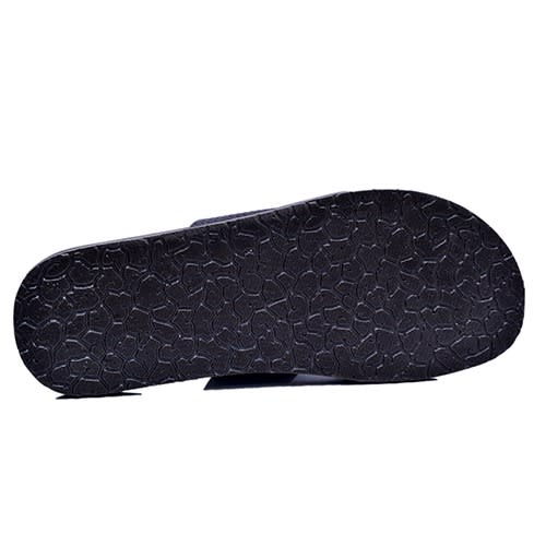 Black Pattern Leather Slippers