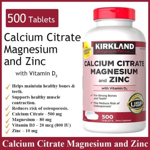 Calcium, Magnesium And Zinc With Vitamin D3- 500 Tabs