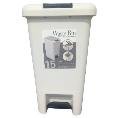Waste Bin With Dual Lid Opening - 15l