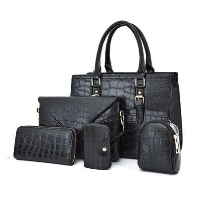 Ladies 5 In 1 Office Leather Handbag - Black