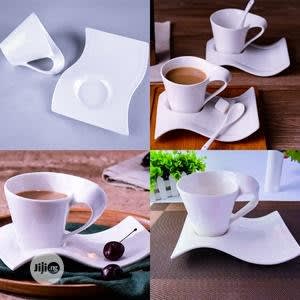 Ceramic Coffee Mug And Saucers  -Set Of 4