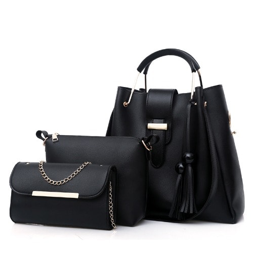 3 In 1 Ladies Handbag Set- Black