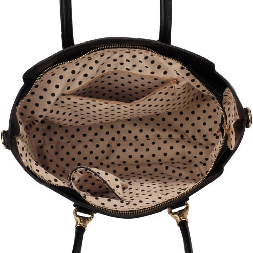 Black Zipper Tote Shoulder Bag