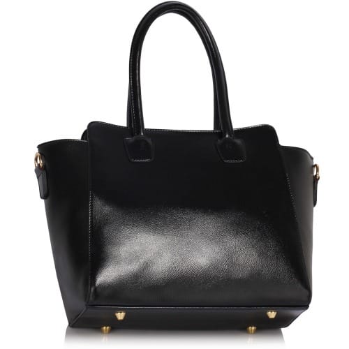 Black Zipper Tote Shoulder Bag