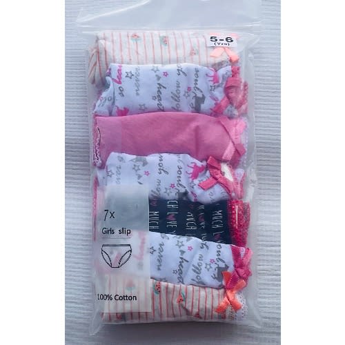 5-6yrs 7 Pack Colored Girls Briefs- B4