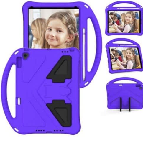 Shockproof Kids Eva Stand Case Handle Cover For iPad 7th 8th Gen 10.2" Tablet - Purple