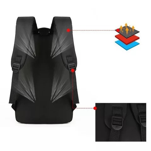 3 Piece Set Laptop Backpack + Free USB Cable -Black