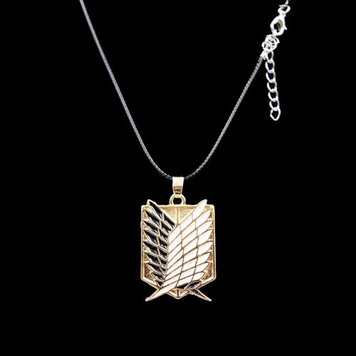 Unisex Titanium Wings Pendant Leather Necklace - Gold