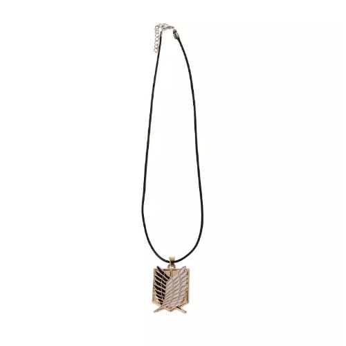 Unisex Titanium Wings Pendant Leather Necklace - Gold