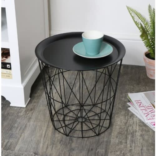 Wire Mesh Decorative Nordic Side Stool With Cover - Black Base