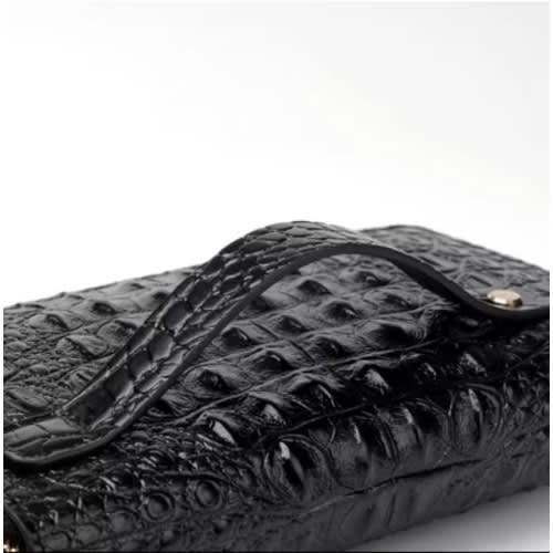 J & P Legend Croc Skin Leather Clutch Purse With Password Lock - Black