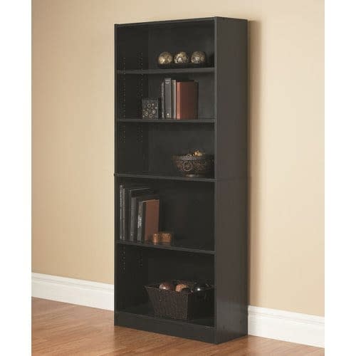 Nikky Mainstays Wide 5-shelf Bookcase- Black