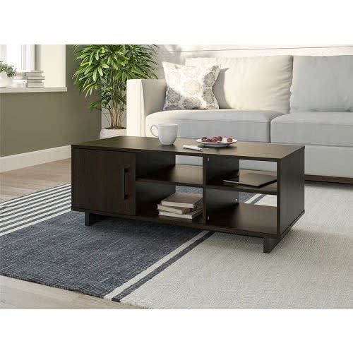 Sadia Coffee Table With Storage - Black + Free Flower Vase