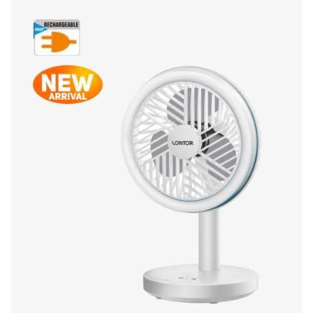 Lontor Rechargeable Mini Table Fan With Ring Light