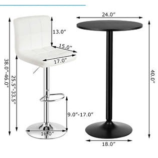 Costway 3 Pieces Bar Table Set- White