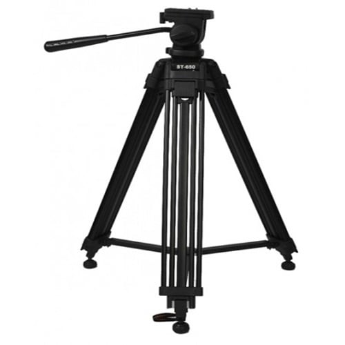 ST-650 Extendable Black Professional Video Camera Tripod