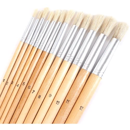 12pc Long Handle Artist Paint Brush Set