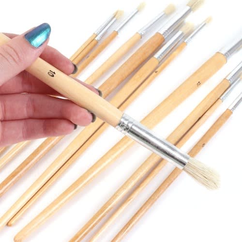 12pc Long Handle Artist Paint Brush Set