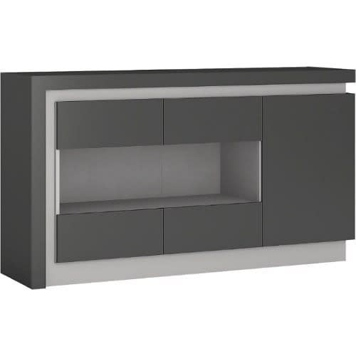 Beyond -three Door Glazed Sideboard - Platinum/light Grey
