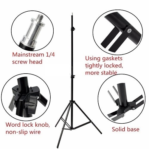 7ft 2m Photo Studio Video Camera Light Stand Flash Softbox Tripod + Phone & Tablet Holder