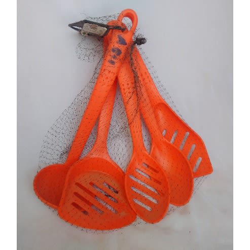 5 Pieces Plastic Cooking Utensils Set - Orange