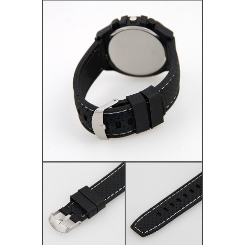 Quality Rubber Men Sports Quartz Wrist Watch Black